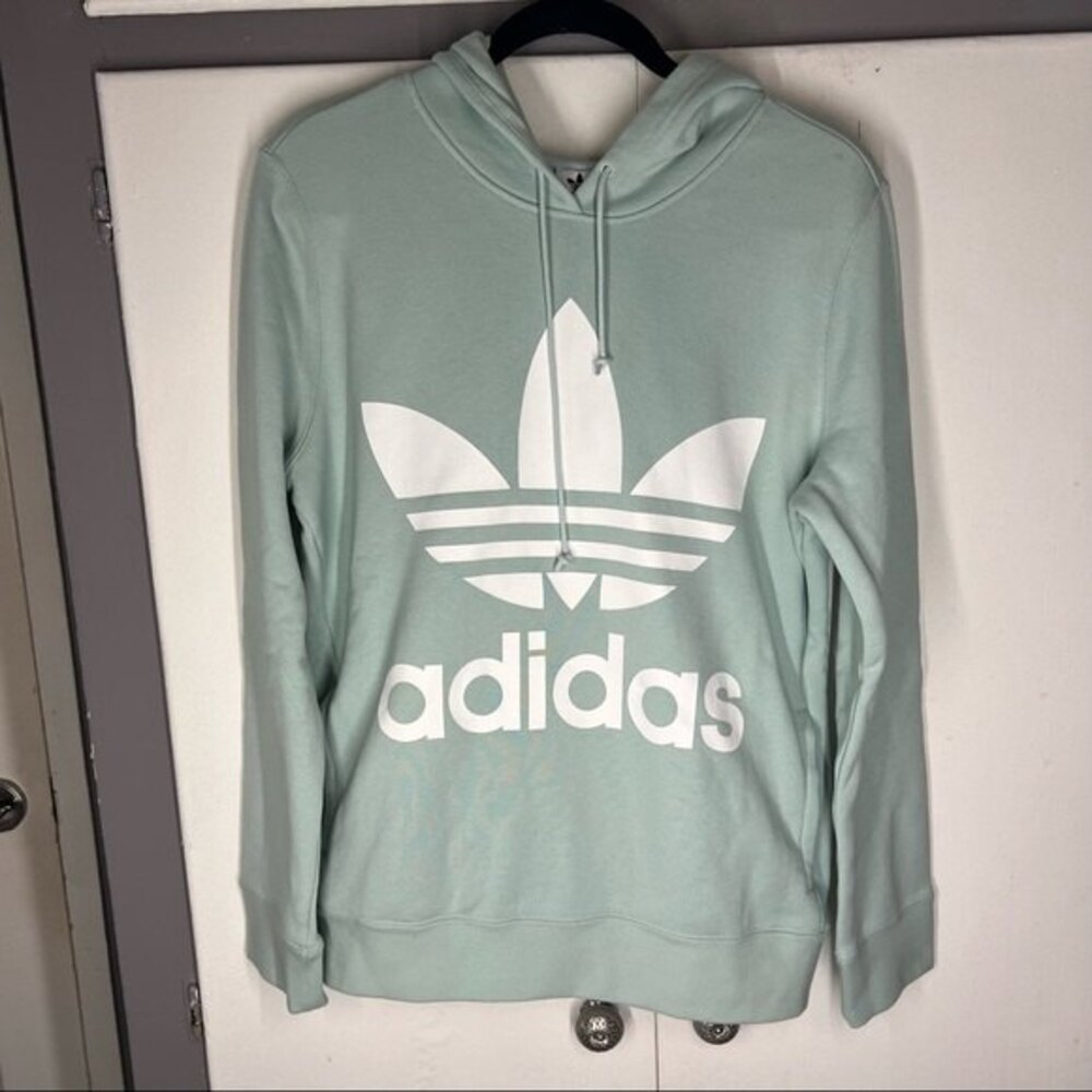 Adidas original trefoil seafoam kangaroo pouch hoodie size medium